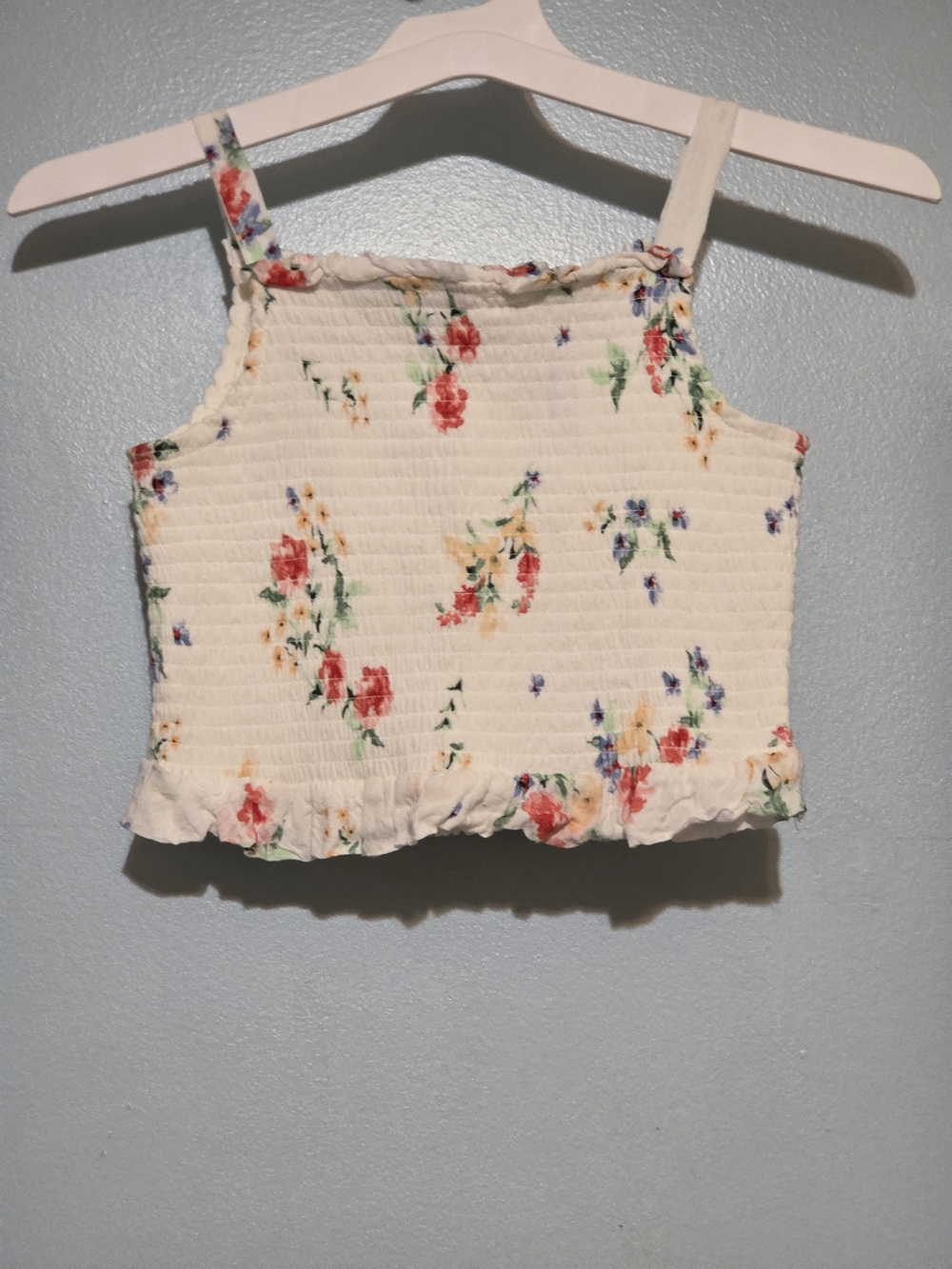 Kids Rare Editions White Floral Smocked Tank Top